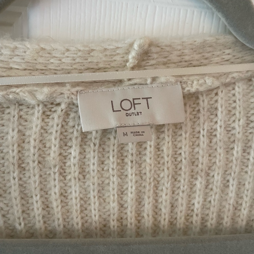 LOFT Beige Ribbed Cardigan - Picture 2 of 3